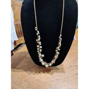 Unknown brand necklace with white pearl type beads and starfish gold chain
